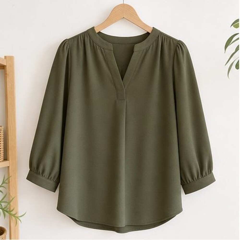 Olive Peplum Top